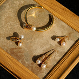 Niche Drop - shaped Agate Texture Ear Hook Earrings - floysun