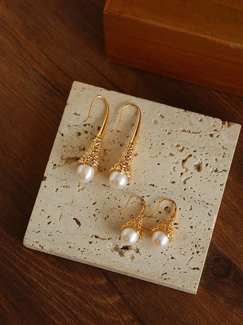 Niche Drop - shaped Agate Texture Ear Hook Earrings - floysun
