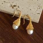 Niche Drop - shaped Agate Texture Ear Hook Earrings - floysun