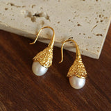 Niche Drop - shaped Agate Texture Ear Hook Earrings - floysun