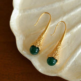 Niche Drop - shaped Agate Texture Ear Hook Earrings - floysun