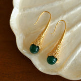 Niche Drop - shaped Agate Texture Ear Hook Earrings - Green Agate - floysun