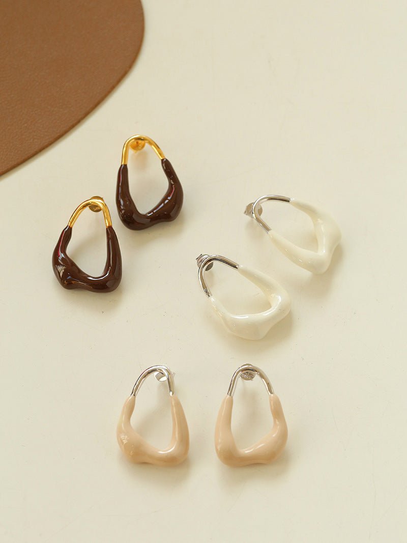 Niche Geometric Irregular Enamel Glazes Earrings - floysun