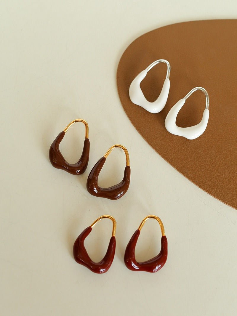 Niche Geometric Irregular Enamel Glazes Earrings - floysun