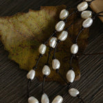 Niche Long Knotted Leather Pearl Long Necklace - floysun