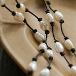 Niche Long Knotted Leather Pearl Long Necklace - floysun