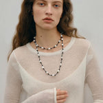 Niche Long Knotted Leather Pearl Long Necklace - floysun