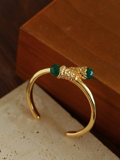 Niche Metal Wind Lava Water Drop Agate Open Bangle Bracelet - floysun