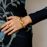 Niche Metal Wind Lava Water Drop Agate Open Bangle Bracelet - floysun