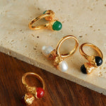 Niche Metal Wind Lava Water Drop Agate Open Ring - floysun