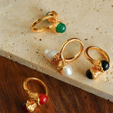 Niche Metal Wind Lava Water Drop Agate Open Ring - floysun
