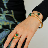 Niche Metal Wind Lava Water Drop Agate Open Ring - floysun