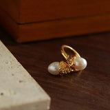 Niche Metal Wind Lava Water Drop Agate Open Ring - floysun