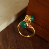 Niche Metal Wind Lava Water Drop Agate Open Ring - floysun