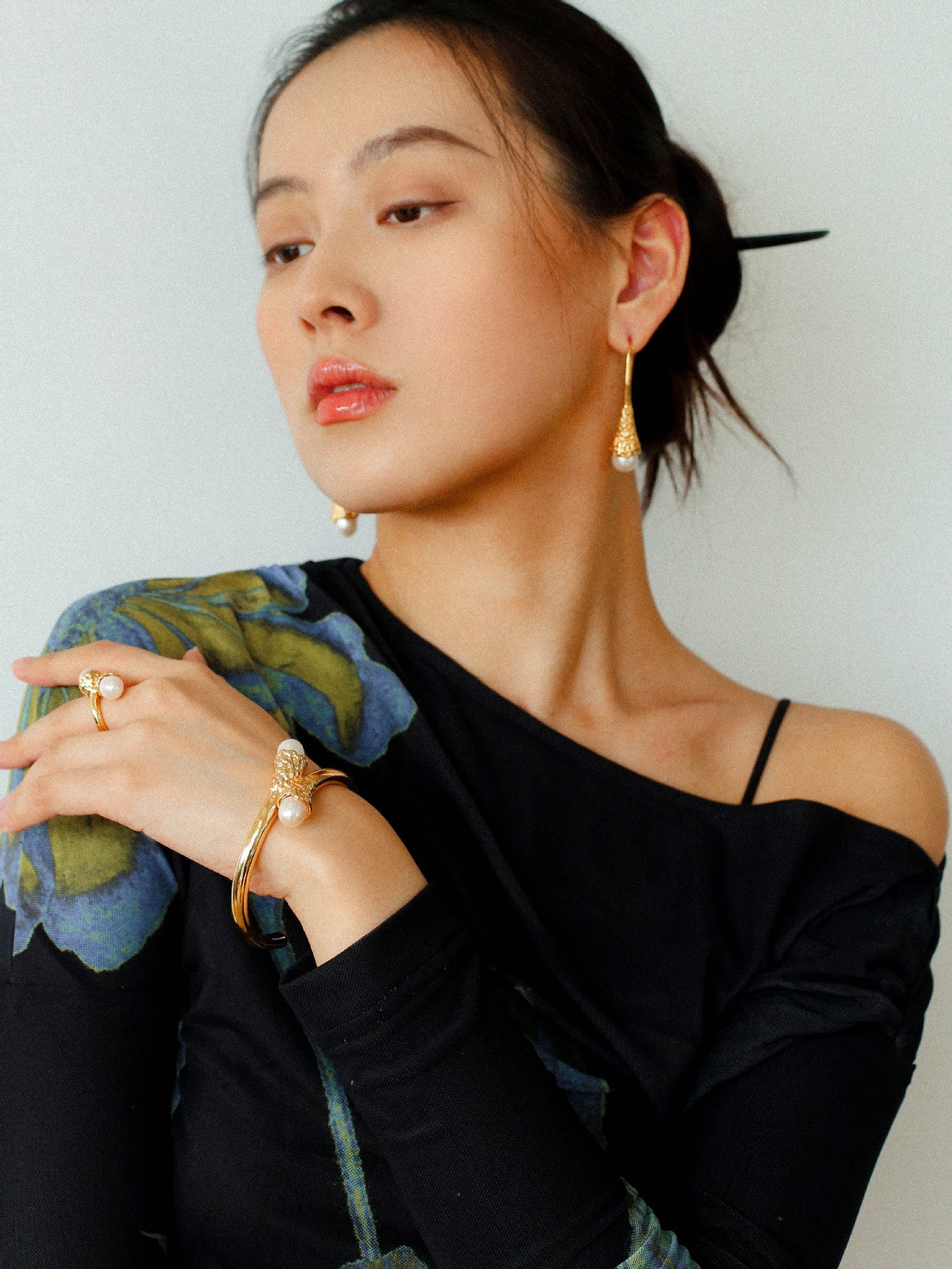 Niche Metal Wind Lava Water Drop Agate Open Ring - floysun