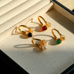 Niche Metal Wind Lava Water Drop Agate Open Ring - floysun