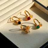 Niche Metal Wind Lava Water Drop Agate Open Ring - floysun