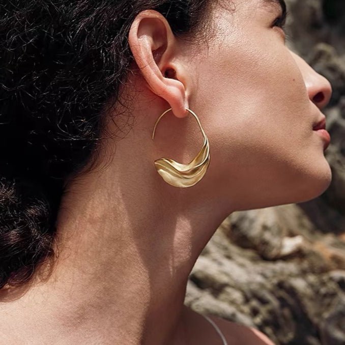 Niche Vintage Gold Half - Hoop Earrings - floysun