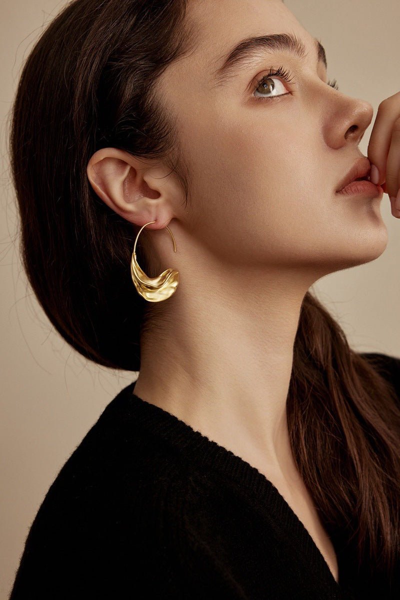 Niche Vintage Gold Half - Hoop Earrings - floysun