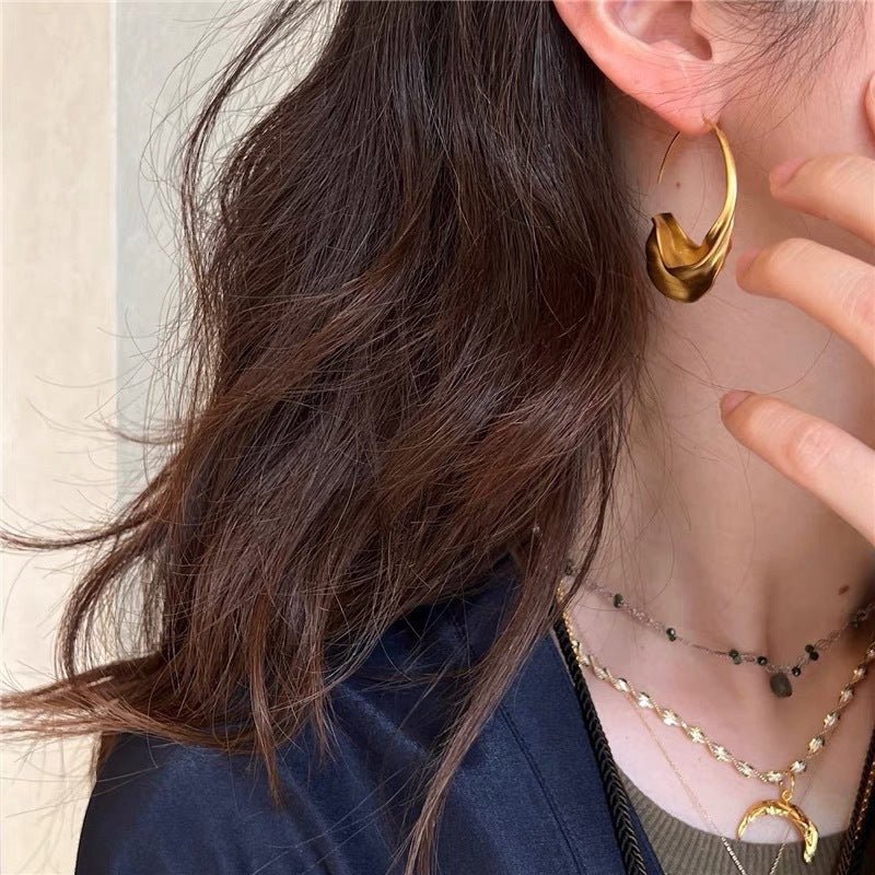 Niche Vintage Gold Half - Hoop Earrings - floysun