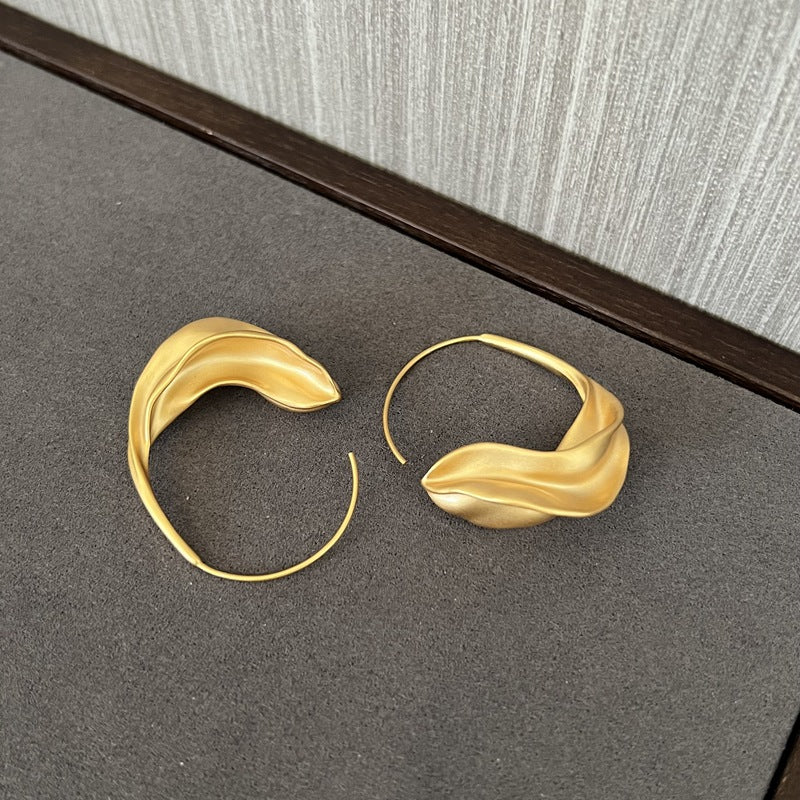 Niche Vintage Gold Half - Hoop Earrings - floysun