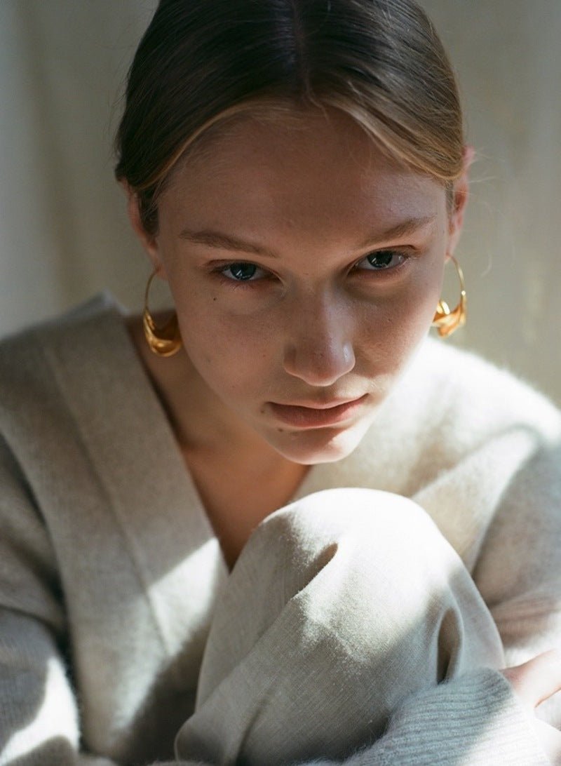 Niche Vintage Gold Half - Hoop Earrings - floysun