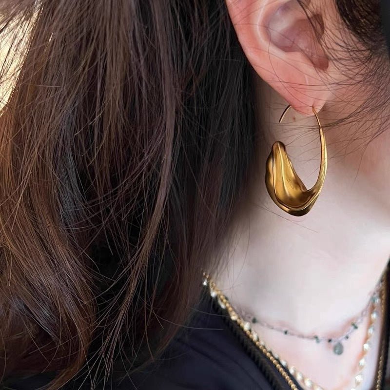 Niche Vintage Gold Half - Hoop Earrings - floysun
