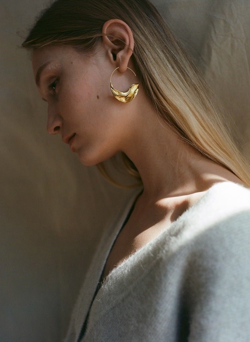 Niche Vintage Gold Half - Hoop Earrings - floysun