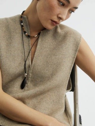 Noir Drop – Adjustable Black Onyx Teardrop Necklace - floysun
