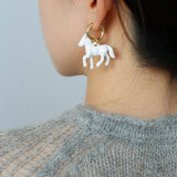 Nomadic Horse Enamel Drop Earrings – 3D Horse Design - floysun