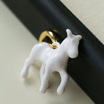 Nomadic Horse Enamel Drop Earrings – 3D Horse Design - floysun
