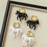 Nomadic Horse Enamel Drop Earrings – 3D Horse Design - floysun
