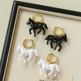 Nomadic Horse Enamel Drop Earrings – 3D Horse Design - floysun