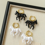 Nomadic Horse Enamel Drop Earrings – 3D Horse Design - floysun