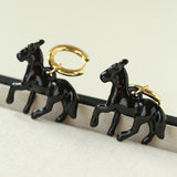 Nomadic Horse Enamel Drop Earrings – 3D Horse Design - floysun