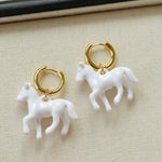 Nomadic Horse Enamel Drop Earrings – 3D Horse Design - floysun