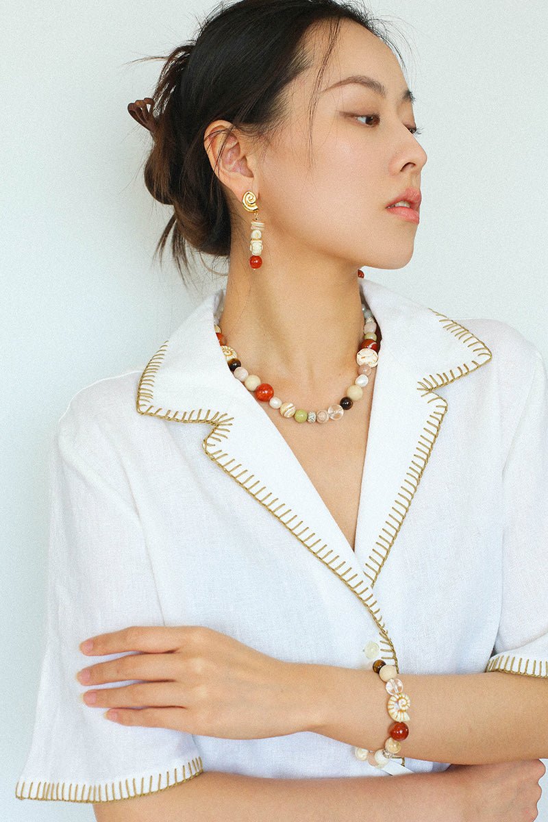 Ocean Encounter Summer Vacation Conch Shell Earrings - floysun