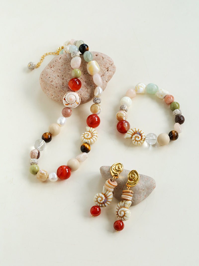 Ocean Encounter Summer Vacation Conch Shell Earrings - floysun