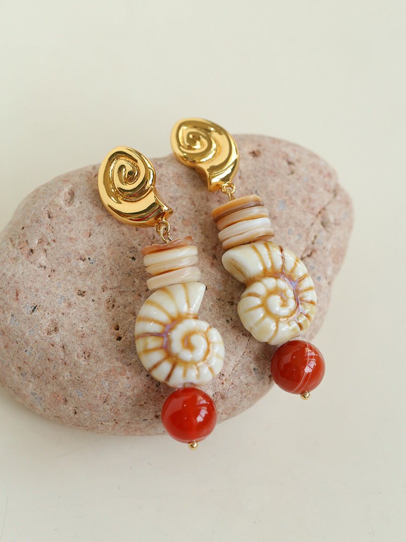 Ocean Encounter Summer Vacation Conch Shell Earrings - floysun