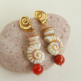 Ocean Encounter Summer Vacation Conch Shell Earrings - floysun