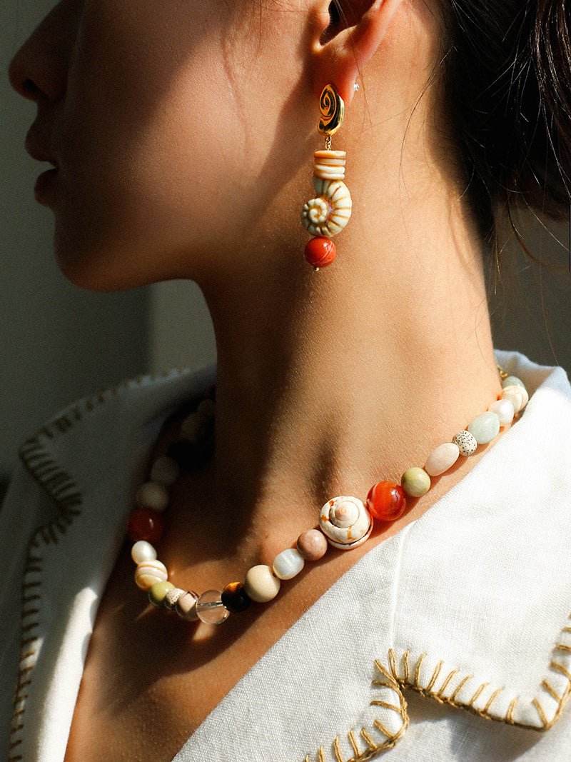 Ocean Encounter Summer Vacation Conch Shell Earrings - floysun