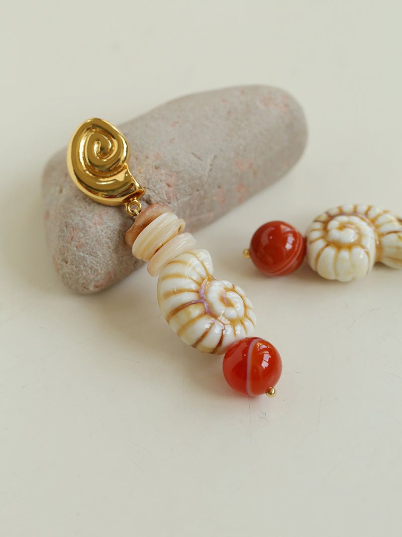 Ocean Encounter Summer Vacation Conch Shell Earrings - floysun