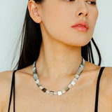 Ocean Mirage – Square Grey MOP & Baroque Pearl Beaded Necklace - floysun