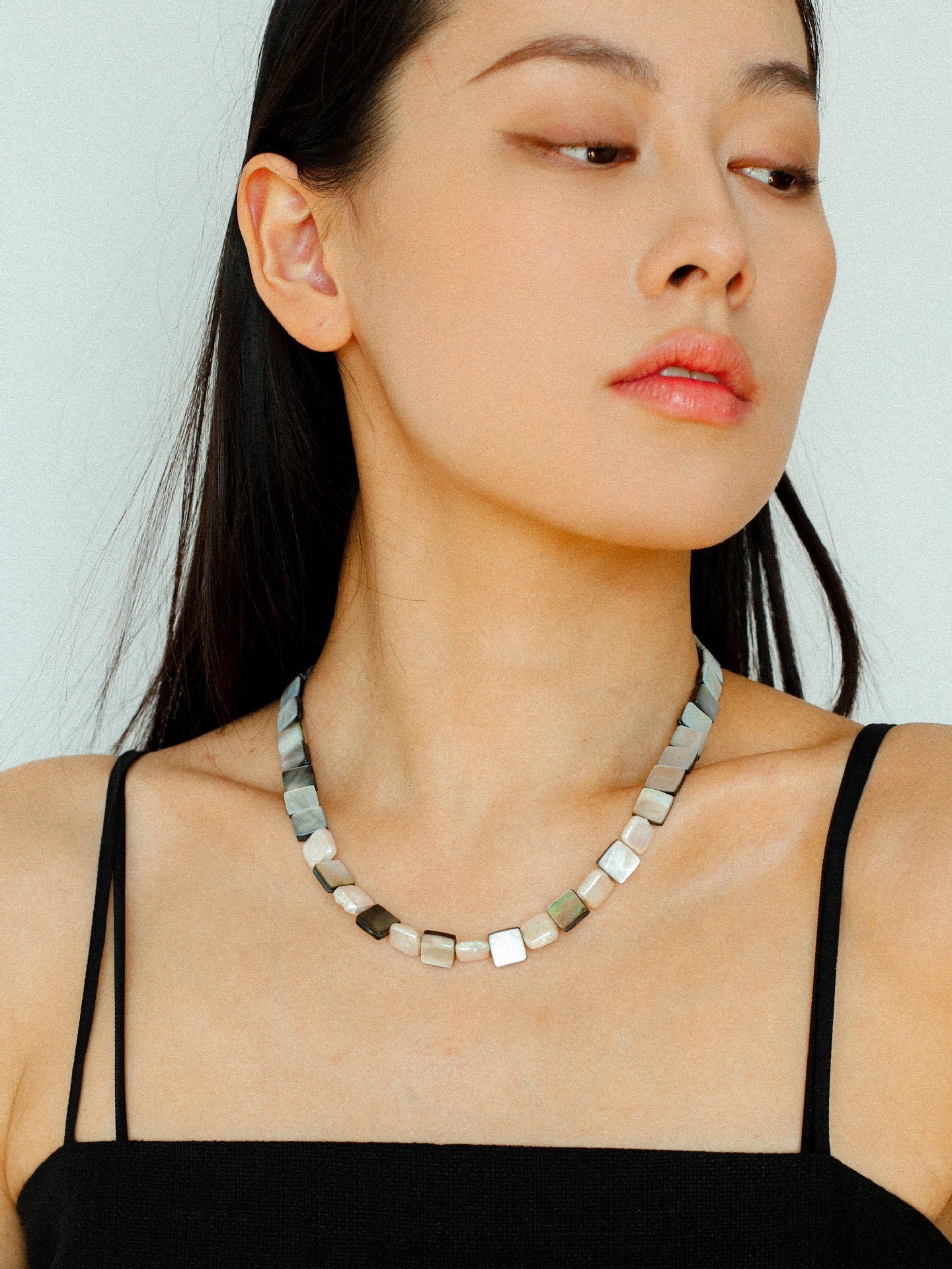 Ocean Mirage – Square Grey MOP & Baroque Pearl Beaded Necklace - floysun