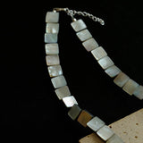 Ocean Mirage – Square Grey MOP & Baroque Pearl Beaded Necklace - floysun