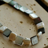 Ocean Mirage – Square Grey MOP & Baroque Pearl Beaded Necklace - floysun