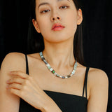 Ocean Mirage – Square Grey MOP & Baroque Pearl Beaded Necklace - floysun