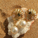 Ocean's Hidden Treasure Aquamarine Earrings Single Bead Design - floysun