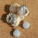 Ocean's Hidden Treasure Aquamarine Earrings Single Bead Design - floysun
