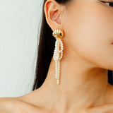 Ocean's Hidden Treasure Aquamarine Earrings Tassel Drop Design - floysun